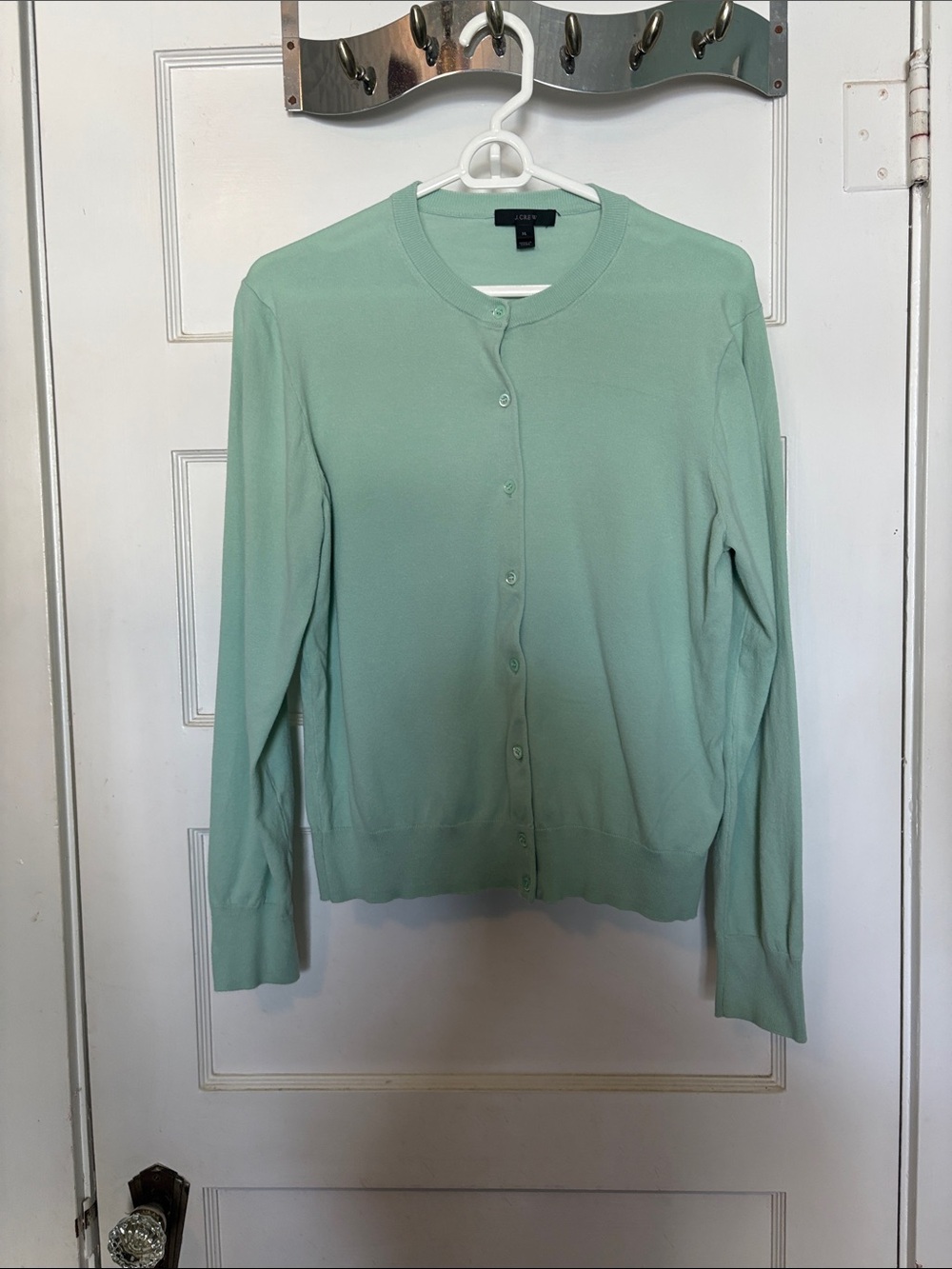 J. Crew Mint Green Crewneck Button-Front Cardigan Size XL